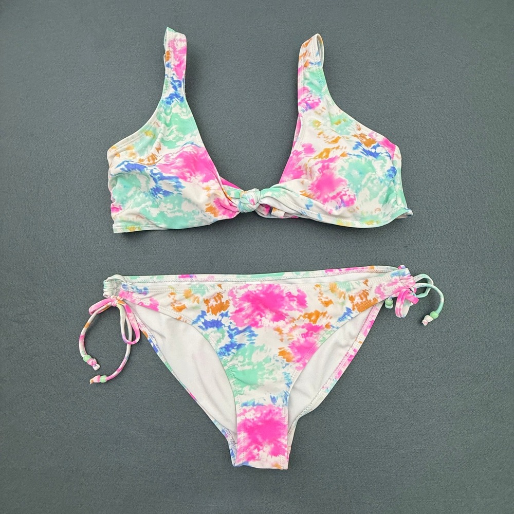 Heat Bikini Swimsuit Women Extra Large Multicolor Tie Dye Knot‎ Front Side Tie